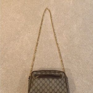 Gucci Beige Patterned Crossbody Bag with Gold Chain